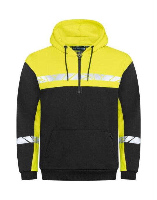 ProJob Workwear PJ647104 ProJob Progression 7104 Half Zip Hoodie - Black/Yellow