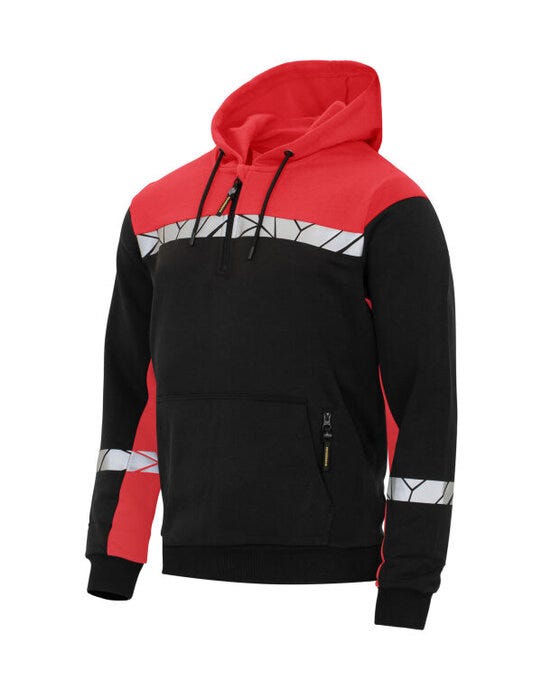 ProJob Workwear PJ647104 ProJob Progression 7104 Half Zip Hoodie - Black/Red