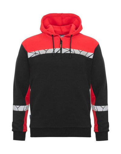 ProJob Workwear PJ647104 ProJob Progression 7104 Half Zip Hoodie - Black/Red