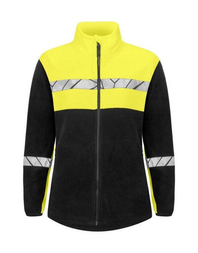 ProJob Workwear PJ647301 ProJob Progression 7301 Ladies FZ Fleece - Black/Yellow