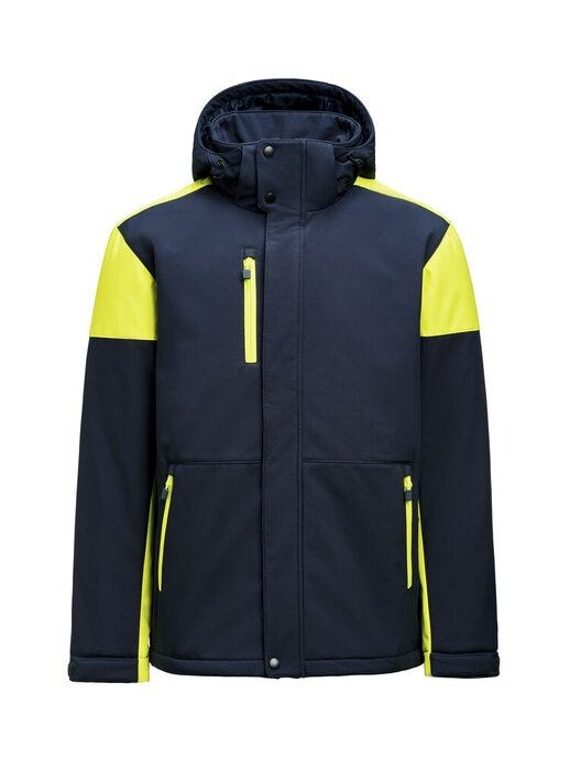 Printer Prime PP2261071 Mens Padded Softshell - Navy/Neon Yellow