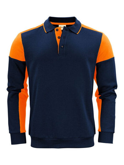 Printer Prime PP2262060 Long Sleeve Polosweater - Navy/Neon Orange