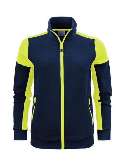 Printer Prime PP2262062 Ladies Full Zip Sweat - Navy/Neon Yellow