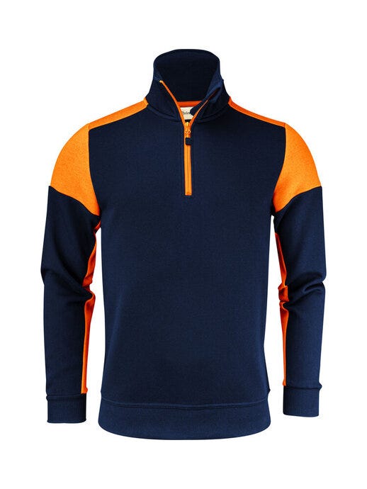 Printer Prime PP2262069 Half Zip Sweater - Navy/Neon Orange