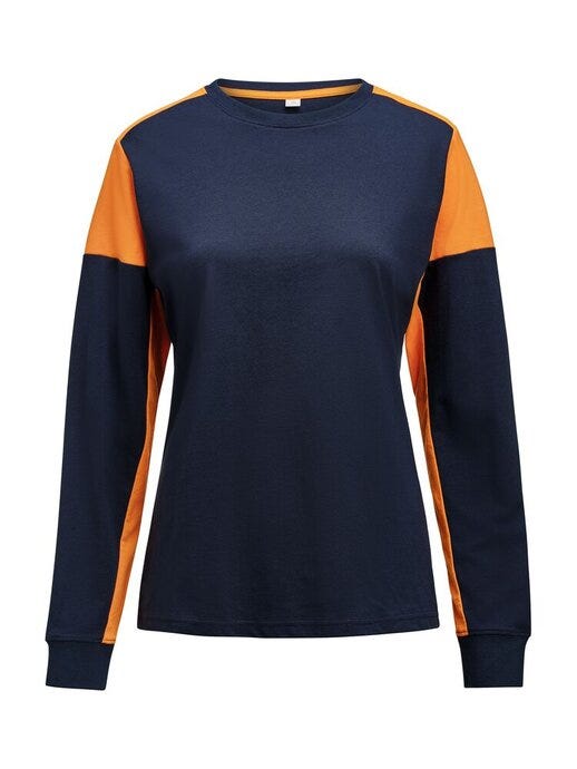 Printer Prime PP2264037 Ladies Long Sleeve T-Shirt - Navy/Neon Orange