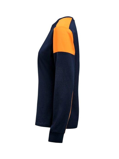 Printer Prime PP2264037 Ladies Long Sleeve T-Shirt - Navy/Neon Orange