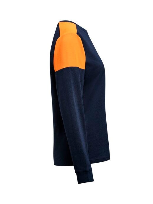 Printer Prime PP2264037 Ladies Long Sleeve T-Shirt - Navy/Neon Orange