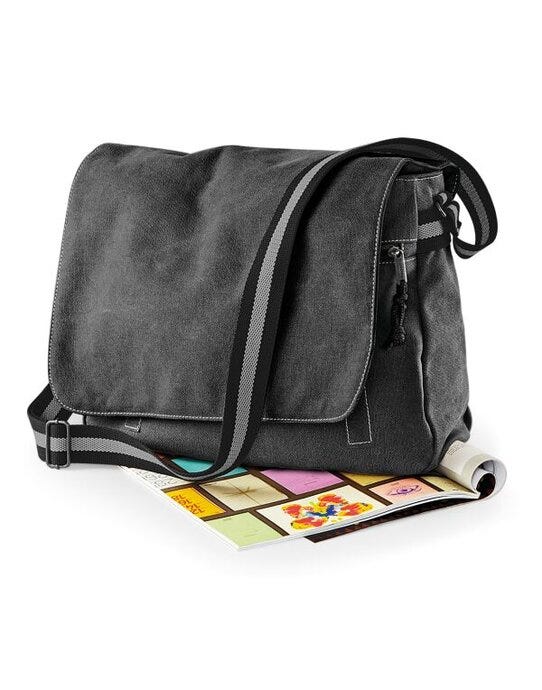 Quadra QD610 Vintage Canvas Despatch Bag - Vintage Black