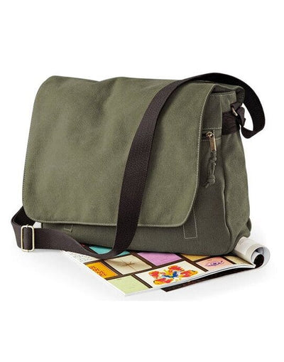 Quadra QD610 Vintage Canvas Despatch Bag - Vintage Military Green