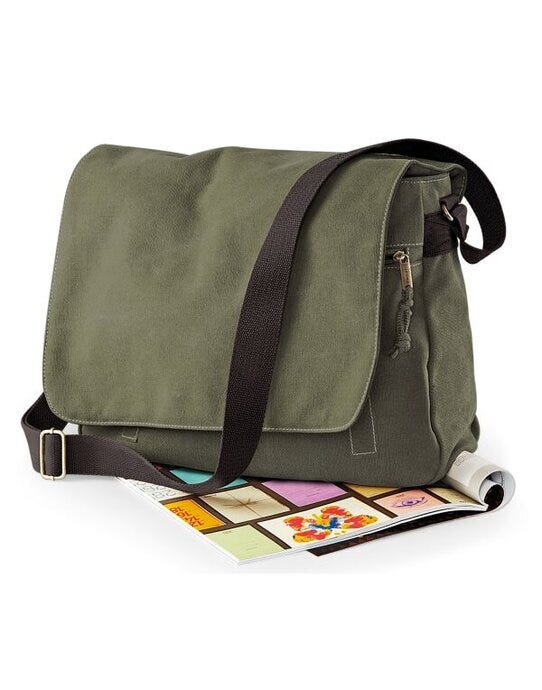 Quadra QD610 Vintage Canvas Despatch Bag - Vintage Military Green