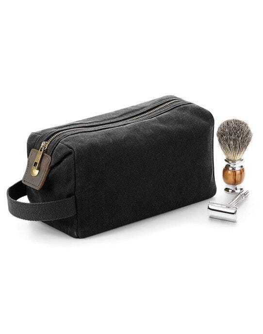 Quadra QD651 Heritage Waxed Canvas Wash Bag - Black