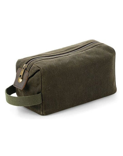 Quadra QD651 Heritage Waxed Canvas Wash Bag - Olive Green