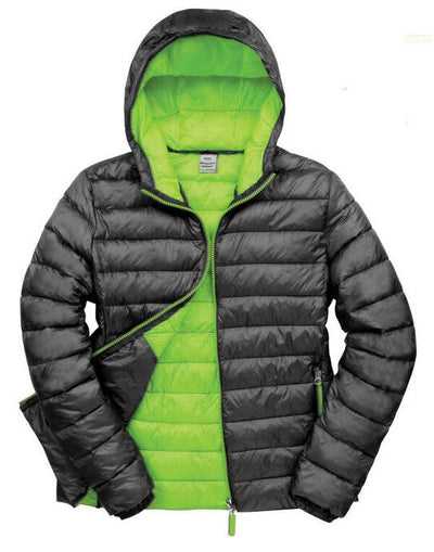Result Urban Outdoor Wear R194M Result Urban Mens Snowbid Hooded Jkt - Black/Lime Green