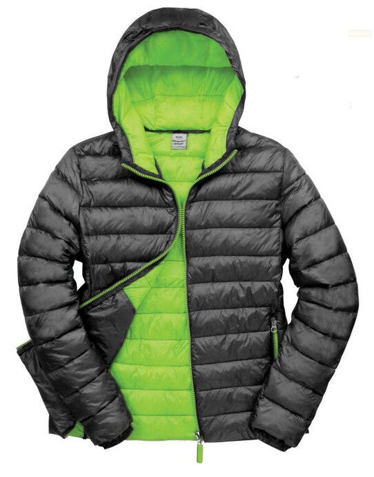 Result Urban Outdoor Wear R194M Result Urban Mens Snowbid Hooded Jkt - Black/Lime Green