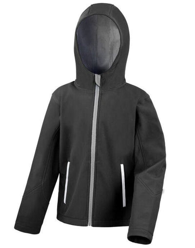 Result Core R224JY Junior Hooded Softshell Jkt - Black/ Grey