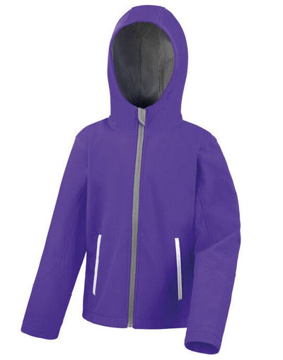 Result Core R224JY Junior Hooded Softshell Jkt - Purple/Grey