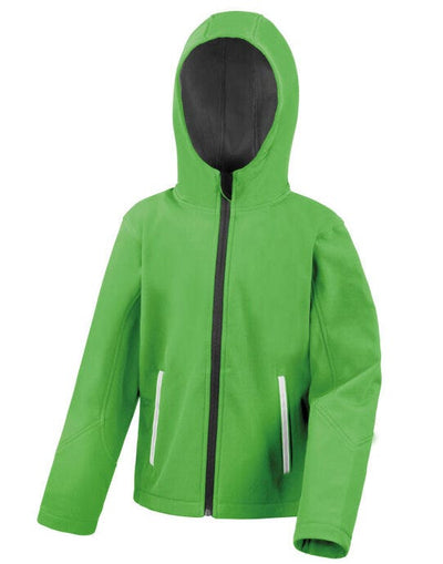 Result Core R224JY Junior Hooded Softshell Jkt - Vivid Green/Black