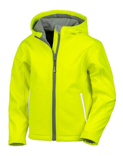 Result Core R224JY Junior Hooded Softshell Jkt - Neon Yellow
