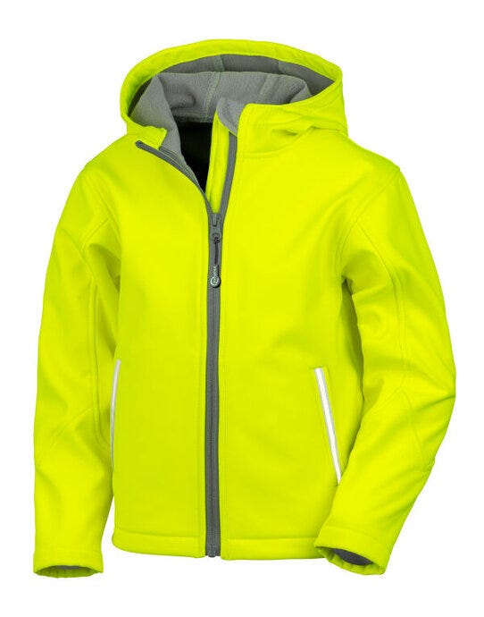 Result Core R224JY Junior Hooded Softshell Jkt - Neon Yellow