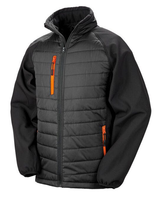 Result Recycled R237X Result Black Compass Softshell Jacket - Black/Orange
