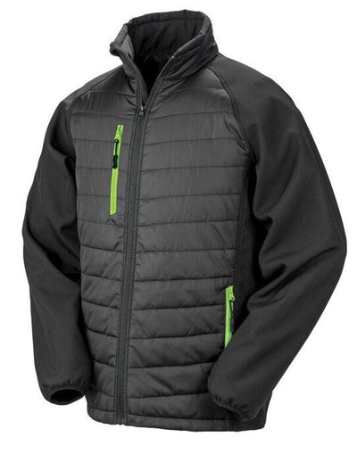 Result Recycled R237X Result Black Compass Softshell Jacket - Black/Lime Green