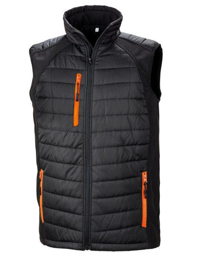 Result Recycled R238X Result Black Compass Softshell Gilet - Black/Orange