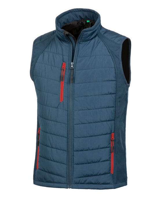 Result Recycled R238X Result Black Compass Softshell Gilet - Navy/Red
