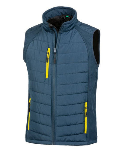 Result Recycled R238X Result Black Compass Softshell Gilet - Navy/Yellow
