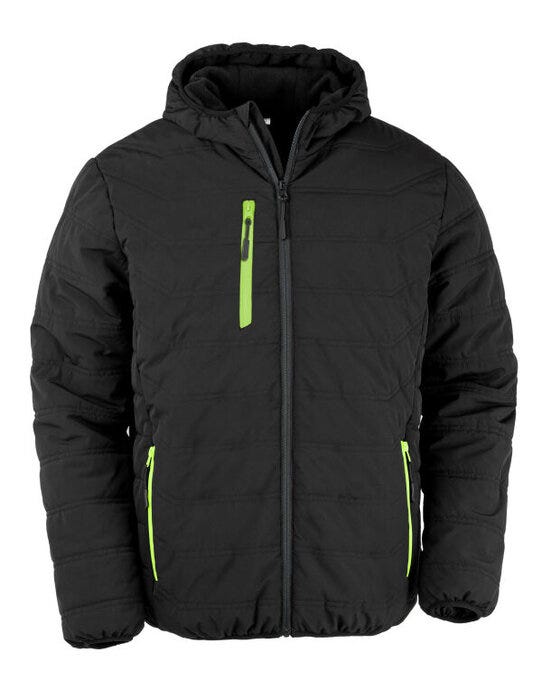Result Recycled R240X Result Black Compass Padded Winter Jkt - Black/Lime Green