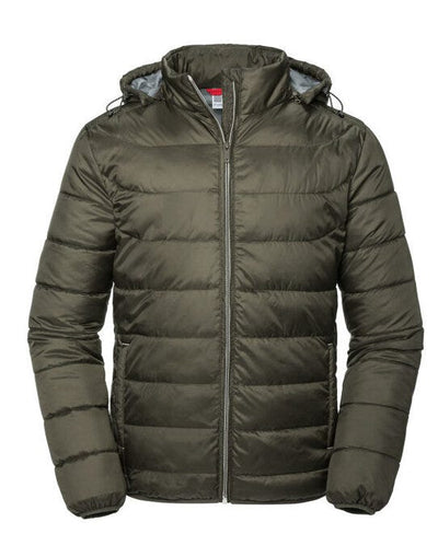Russell Athletic R440M Russell Mens Hooded Nano Jacket - Dark Olive
