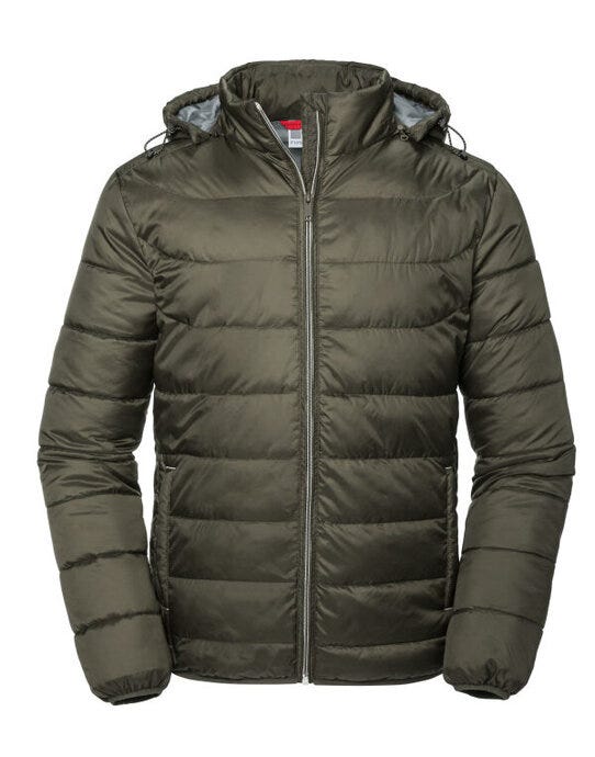 Russell Athletic R440M Russell Mens Hooded Nano Jacket - Dark Olive