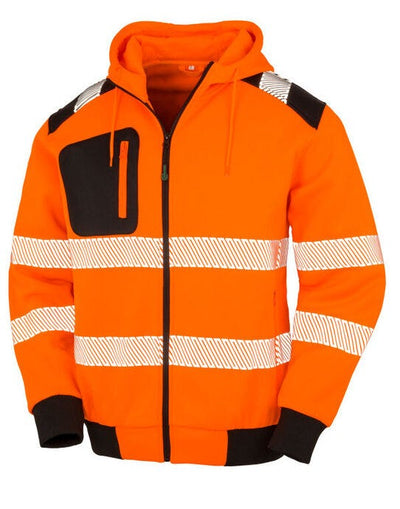 Result Recycled R503X Zipped Safety Hoody - Fluoresent Orange