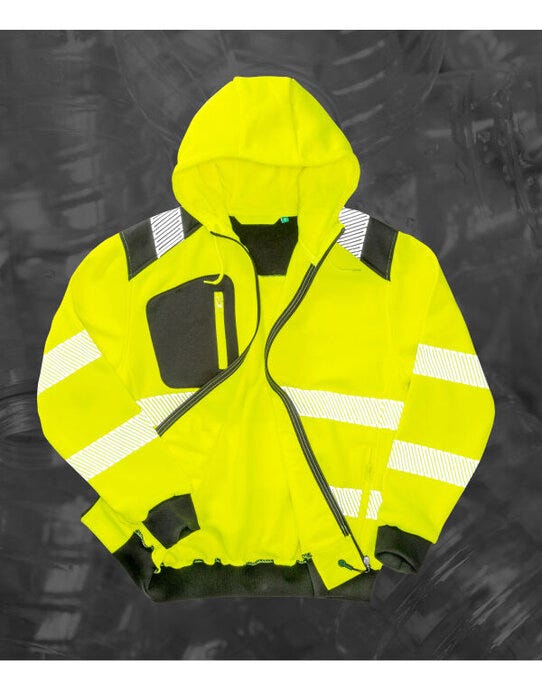 Result Recycled R503X Zipped Safety Hoody - Fluoresent Yellow