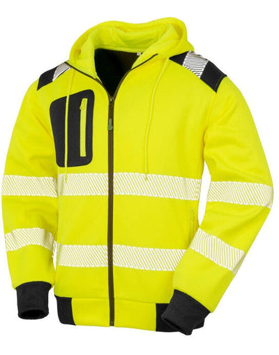 Result Recycled R503X Zipped Safety Hoody - Fluoresent Yellow