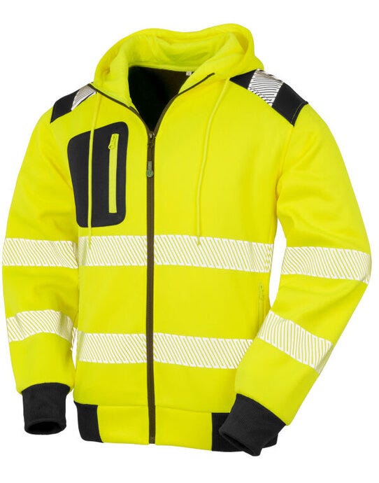 Result Recycled R503X Zipped Safety Hoody - Fluoresent Yellow