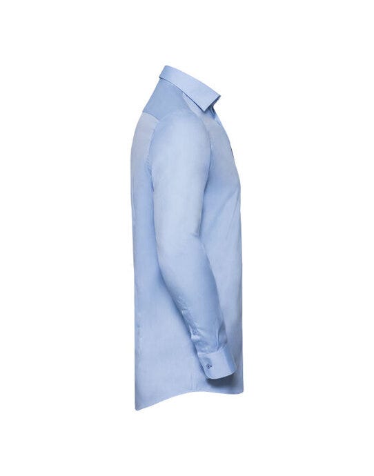 Russell Athletic Collection R964MC Russell Mens L/S Contrast H'Bone Shirt - Light Blue/Mid Blue/Bright Navy