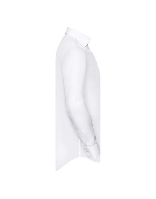 Russell Athletic Collection R964MC Russell Mens L/S Contrast H'Bone Shirt - White/Silver/Convoy Grey