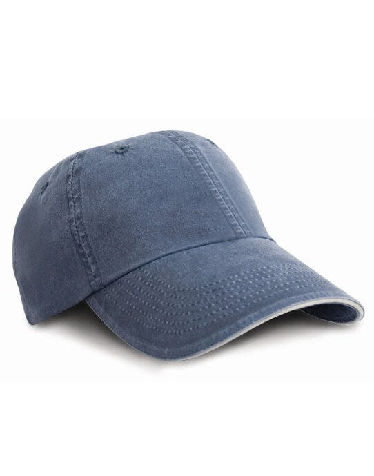 Result Headwear RC54 Result Washed S/Peak Fine Line Cap - Navy/Putty