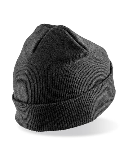 Result Recycled RC927X Dble Knit Printer Beanie - Black