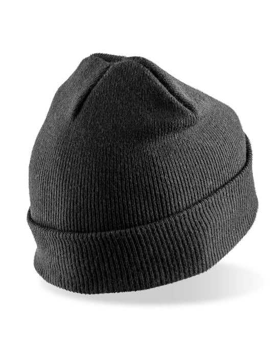 Result Recycled RC927X Dble Knit Printer Beanie - Black