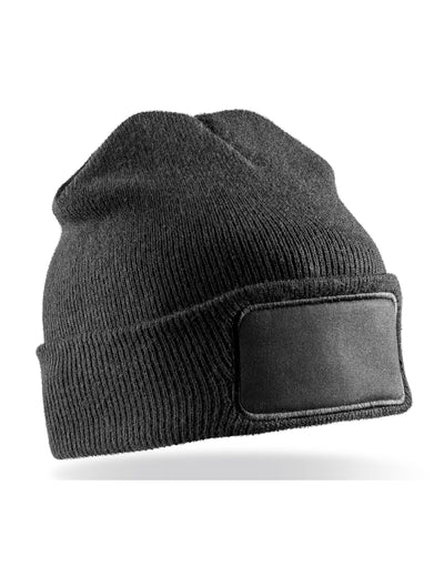 Result Recycled RC927X Dble Knit Printer Beanie - Black
