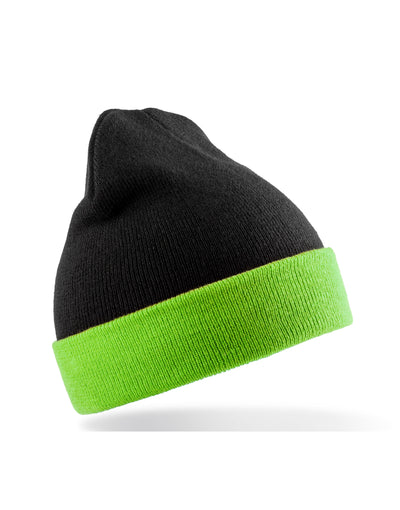 Result Recycled RC930X Black Compass Beanie - Black/Lime Green