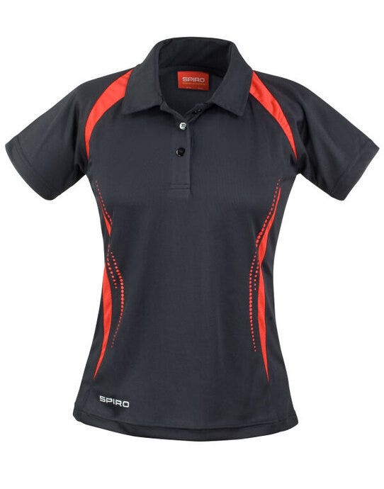 Spiro S177F Ladies Team Spirit Polo Shirt - Black/Red