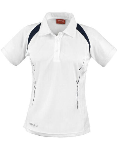Spiro S177F Ladies Team Spirit Polo Shirt - White/Navy