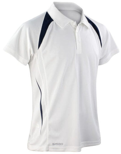 Spiro S177M Mens Team Spirit Polo Shirt - White/Navy