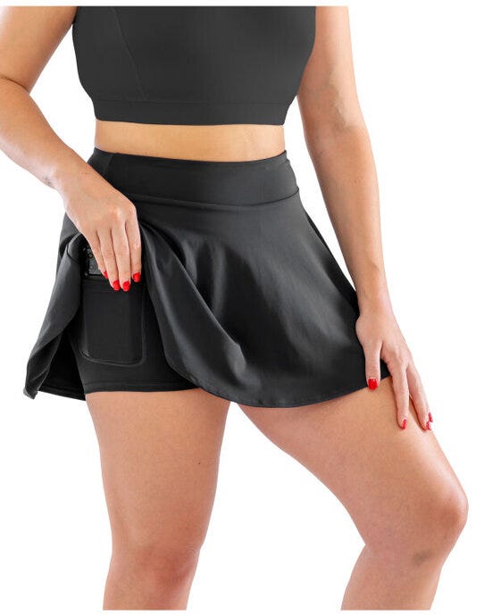 Spiro S797F Recycled Ladies Fitness Skort - Black