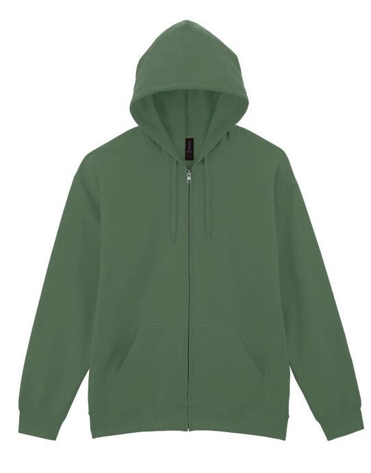 Gildan SF600 Softyle Midweight Full Zip Hoody - Military Green