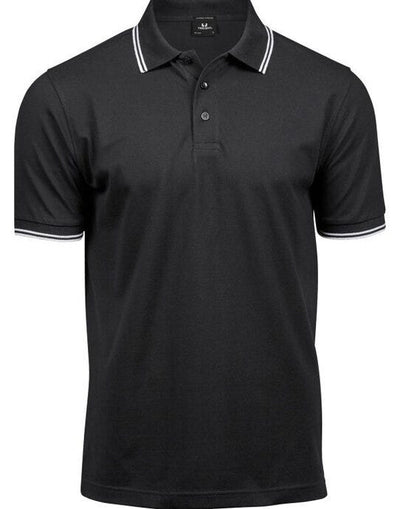 Tee Jays TJ1407 Mens Luxury Stripe Stretch Polo - Black/White