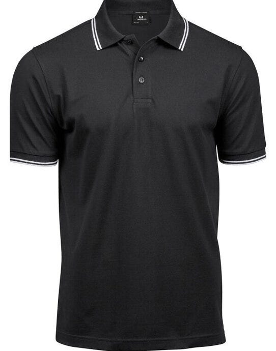 Tee Jays TJ1407 Mens Luxury Stripe Stretch Polo - Black/White