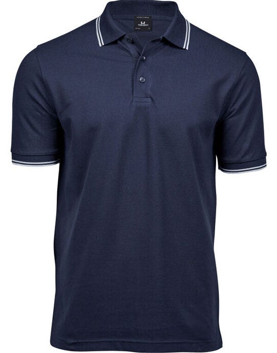 Tee Jays TJ1407 Mens Luxury Stripe Stretch Polo - Navy/White